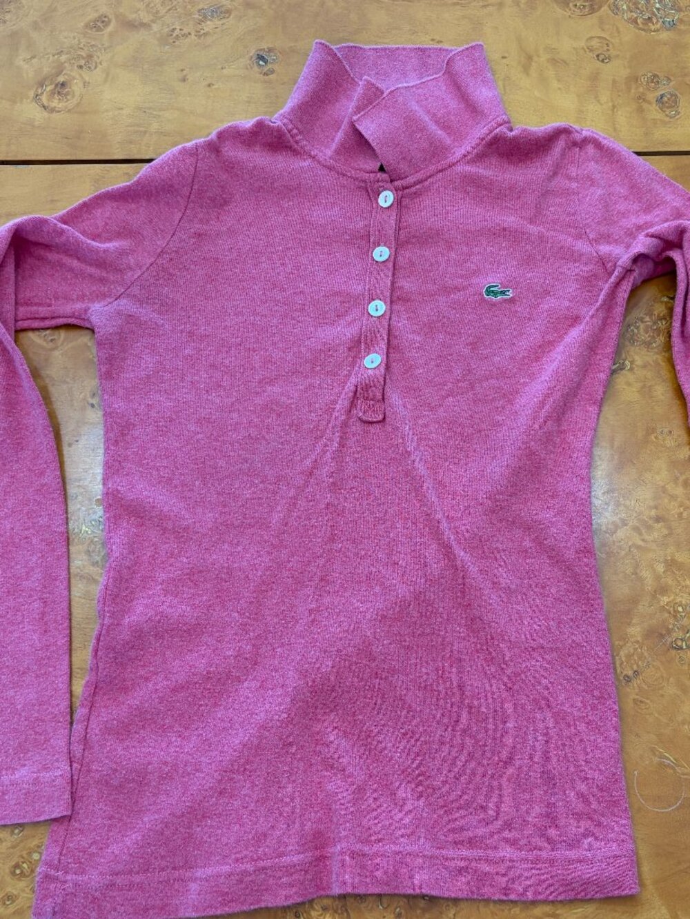 VTG Lacoste Womens Pink Long Sleeve Polo Shirt Retro Preppy 34VTG Lacoste Womens